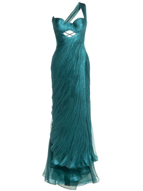 Claudine one-shoulder gown - Green