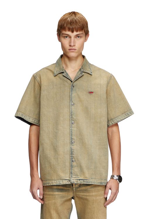 Bowling shirt in gold-brush denim