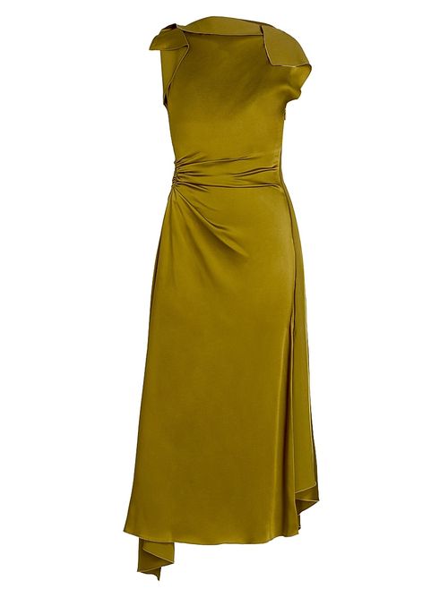 Women's Drape Bias-Cut Midi-Dress - Moss