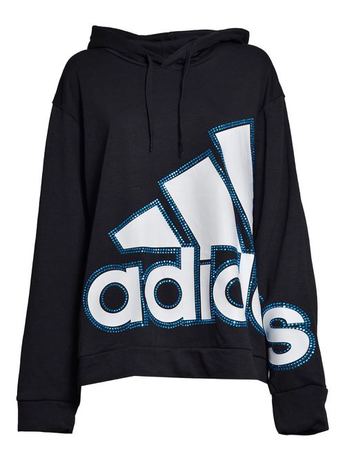X Adidas logo-print hoodie - Black