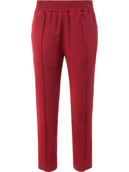 Elastic waist cropped pants - Red