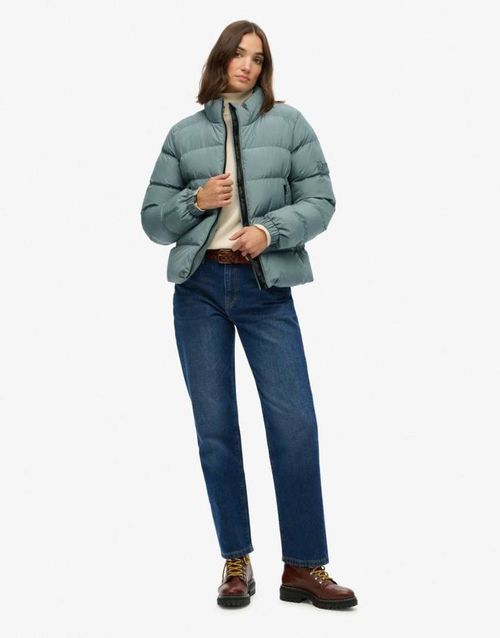 Non hooded sports puffer jacket in goblin blue