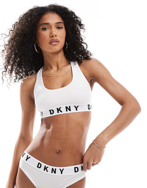 DKNY Bralette in white/ black logo