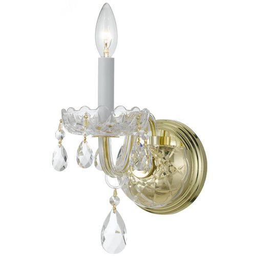 Crystorama Traditional Crystal 9" Wall Sconce in Polished Brass with Clear Hand Cut Crystals - 1031-PB-CL-MWP
