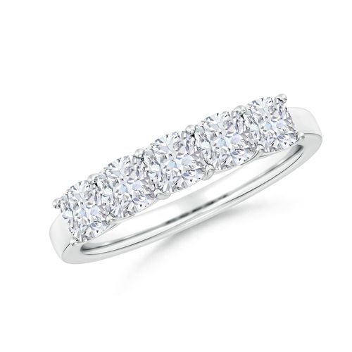 Angara 1.8 Carats Prong-Set Cushion Diamond Five Stone Wedding Ring in Platinum