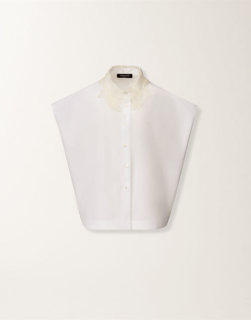 Sleeveless shirt in optical white poplin