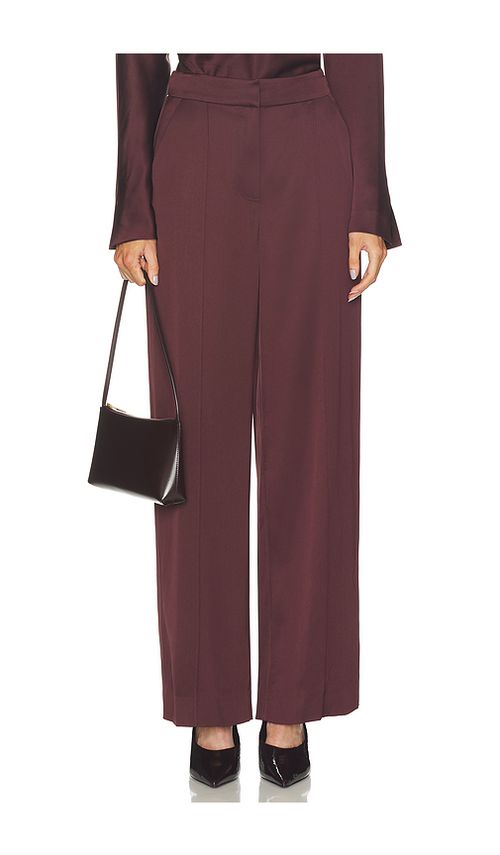 SIMKHAI Kyra Wide Leg Pant in Mahogany. 2 also , 4