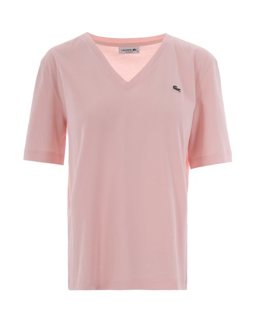 V-Neck Cotton T-Shirt — Pink