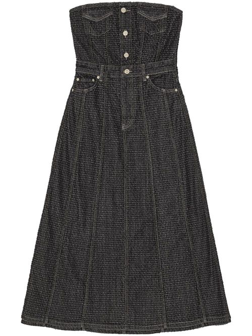 Fluffy denim midi dress - Black