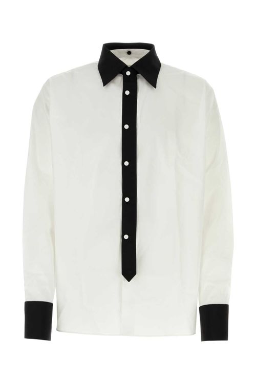Poplin Contrast-Collar Shirt — White