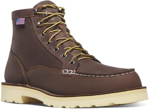 Danner 6” Bull Run Steel Toe Work Boots for Men - Oiled Full-Grain Leather with Non Slip Wedge Outsole and 3-Density Cushion Footbed