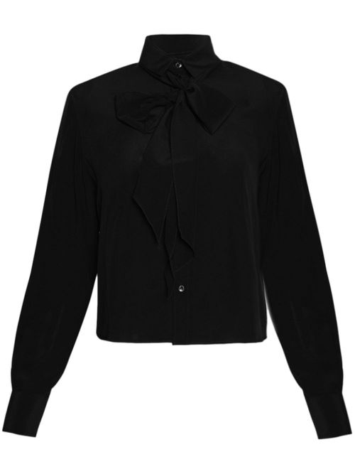 Scarf-detail silk blouse - Black