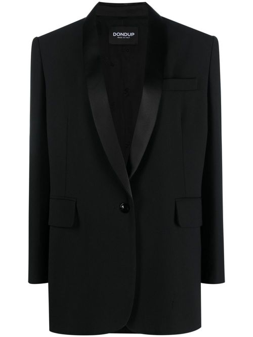 Single-breast virgin wool-blend jacket - Black
