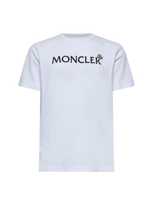 MONCLER | White flocked logo T-shirt| Man | XXL