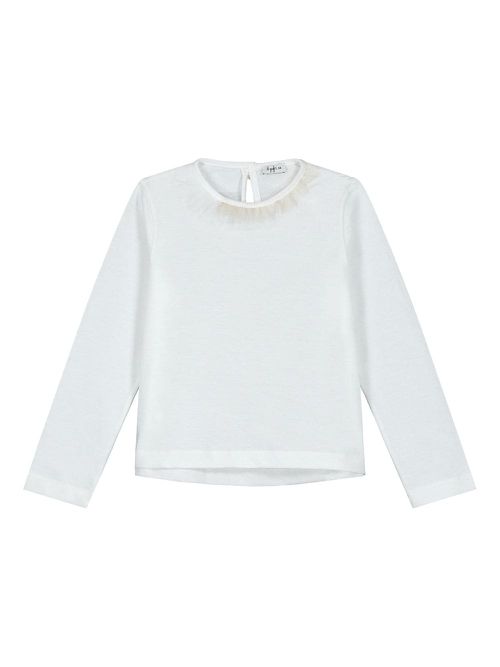 Ruffle-detailing T-shirt - White