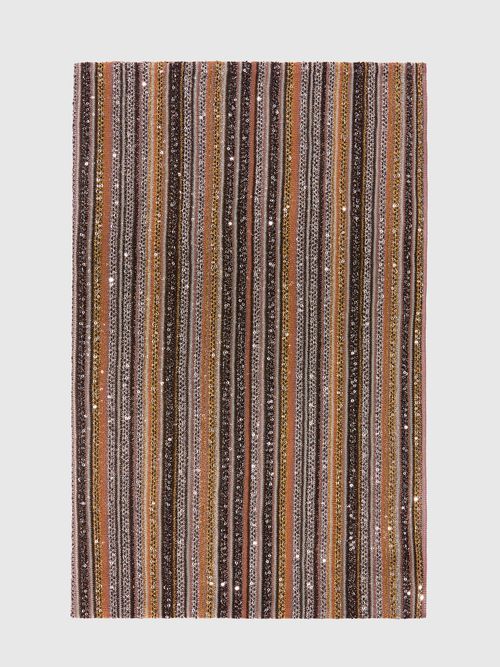Missoni - Ribbed lamé viscose stole with sequins, Women, Gold& Beige, : UNIC