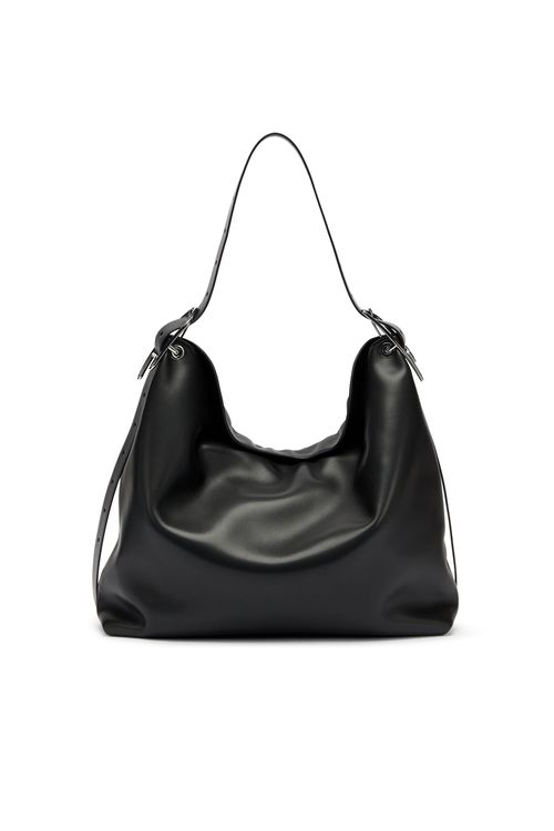D-Line-Leather hobo bag - Shoulder Bags - Woman - Black