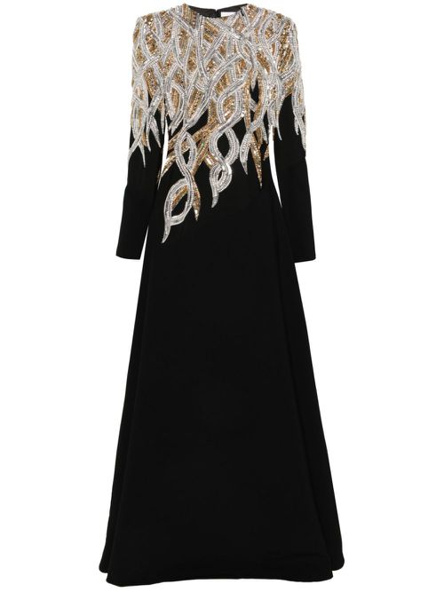 Crystal-embellished crepe gown - Black