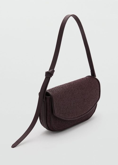 Raffia shoulder bag with flap chocolate - Woman - One size - 