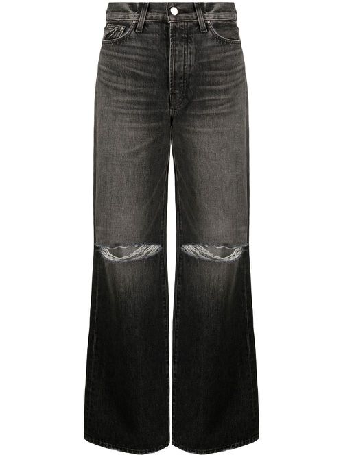 Distressed wide-leg jeans - Grey