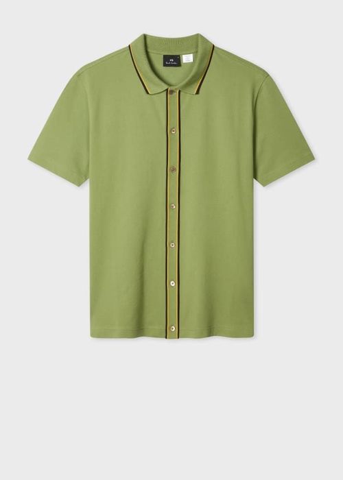 Khaki Button-Through Polo Shirt Green