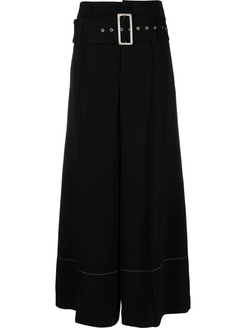High-waisted wide-leg trousers - Black