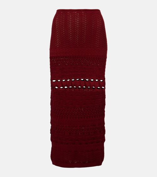 Cut-out knitted midi skirt