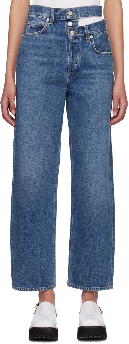 Blue Broken Waistband Denim Jeans
