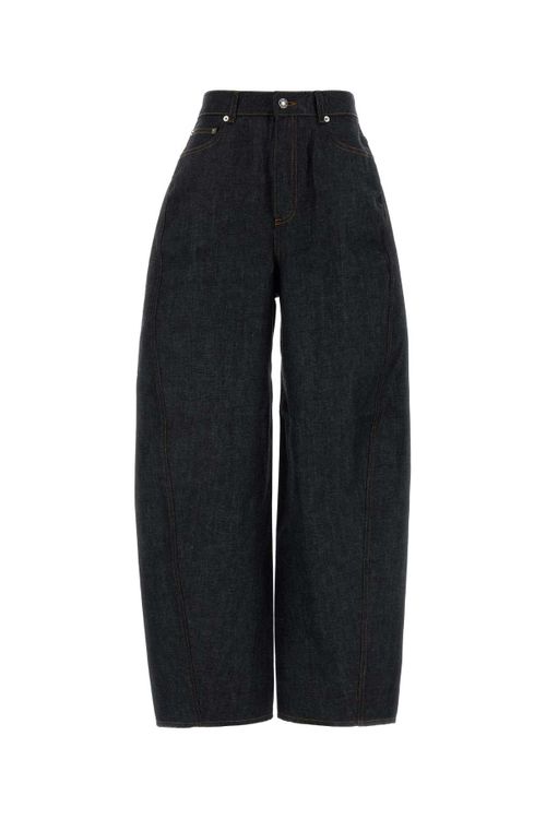 Wide-Leg Cotton Denim Jeans — Navy