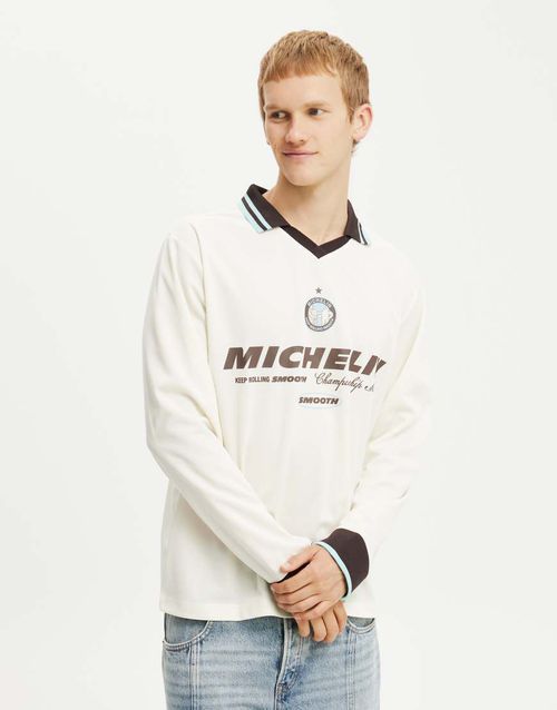 Michelin long sleeve soccer jersey in white-Multi