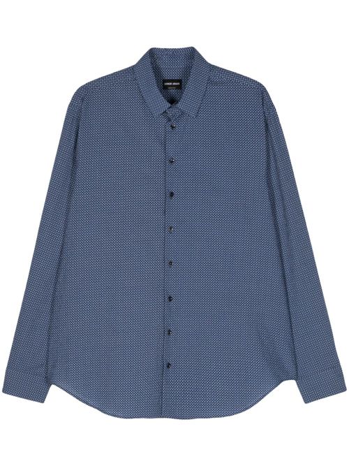 Graphic-print crinkled shirt - Blue
