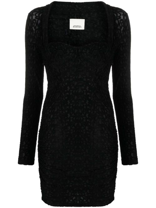 Dilia lace-embroidered long-sleeve minidress - Black