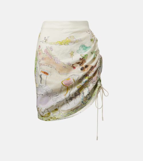 Alémais Anouk printed gathered linen miniskirt