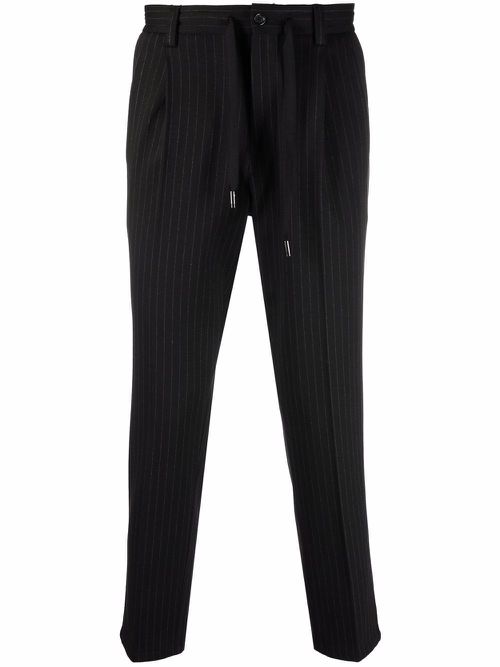 Pinstripe cropped trousers - Black
