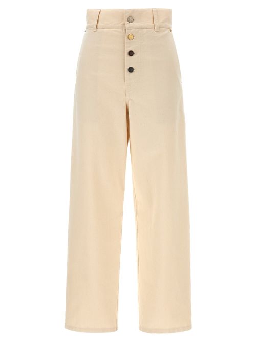 Cotton Gabardine Trousers — Beige