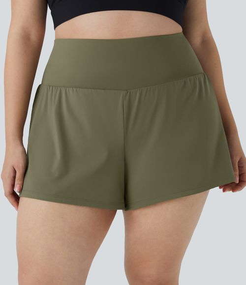 Pocket Plus Pocket 2-in-1 Gym Plus Size Shorts 2.5'' Gym Short - Withered Green