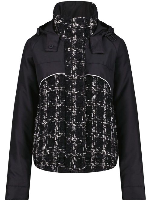 Tweed hooded coat - Black