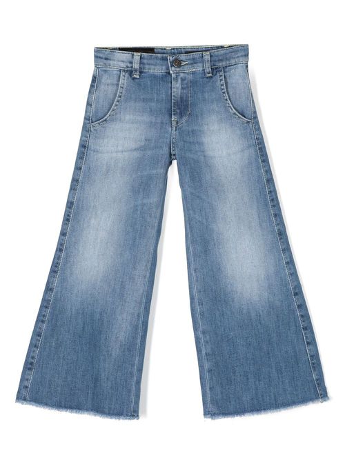 Logo-patch wide-leg jeans - Blue