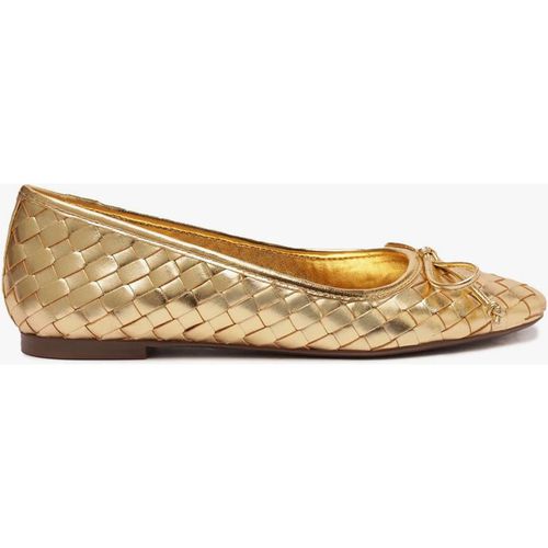 Arissa Woven Leather Flat - 11 / Gold / Metallic Nappa Leather