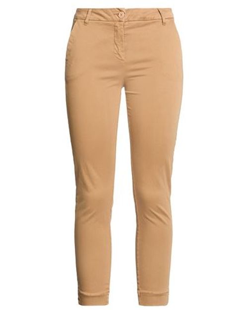 Woman Pants Light brown Size 6 Cotton, Elastic fibres