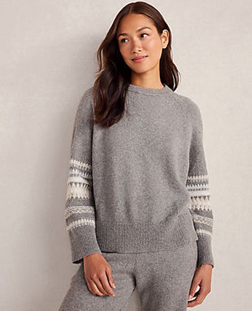 Ann Taylor Haven Well Within Organic Cotton Blend Nostalgic Fair Isle Crewneck Sweater