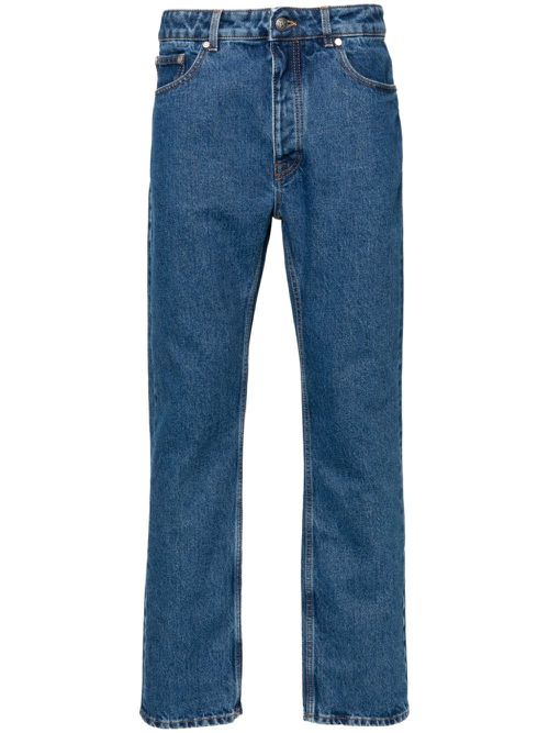 Monogram-embossed straight-leg jeans - Blue