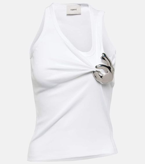Emoji embellished cotton tank top
