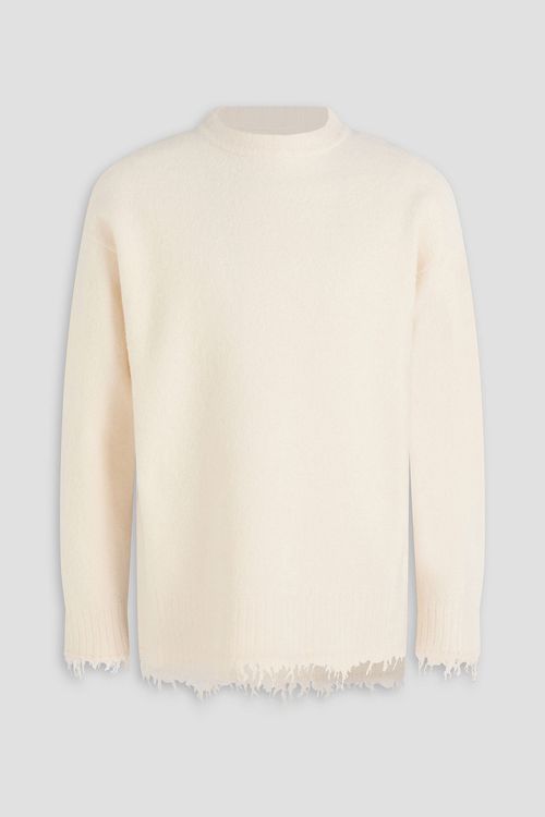 Frayed wool-blend sweater - White - S