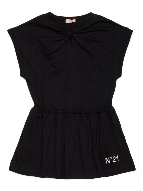 Gathered cotton dress - Black
