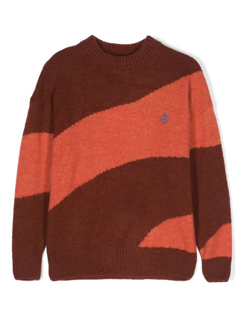 Two-tone intarsia-knit jumper - Brown