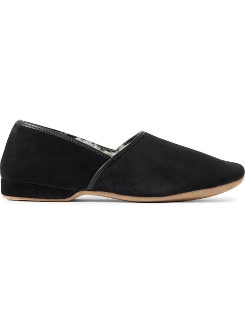 Crawford Leather-Trimmed Shearling-Lined Suede Slippers