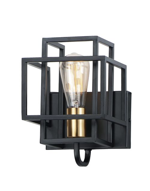 Liner 10" 1-Light Wall Sconce in Black/Satin Bra