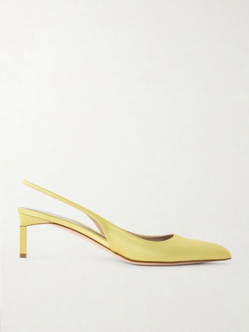 Satin Slingback Pumps - Yellow