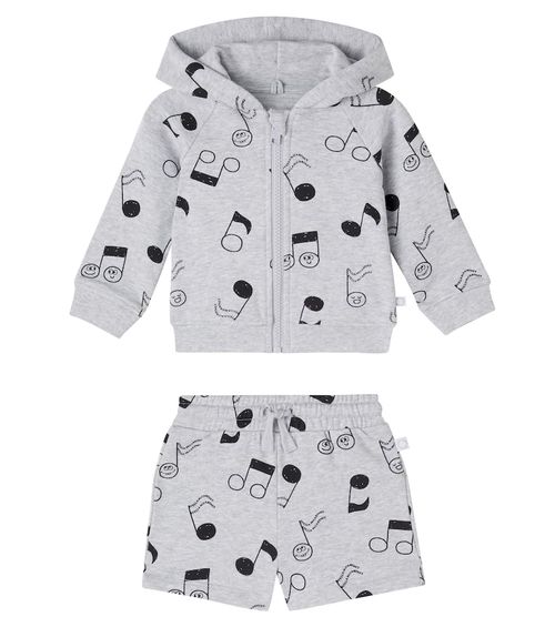 Baby cotton fleece hoodie and shorts set
